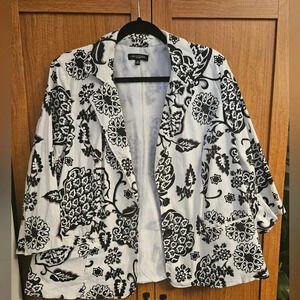 Notations Cotton Button Down Blazer Lined - Women Plus (2X)